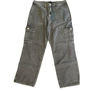KENDALL + KYLIE Black Washed Cargo Mom Jeans Large NWTs